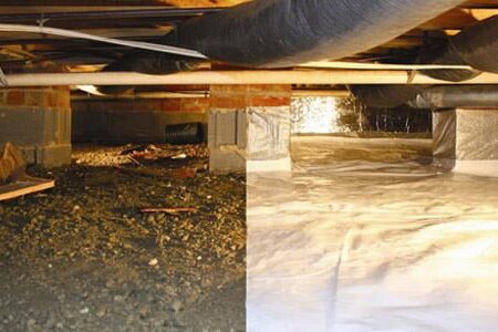 Crawlspace Encapsulation Before and After