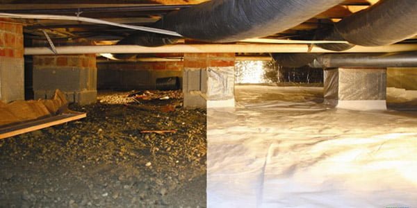Crawlspace Encapsulation Before and After